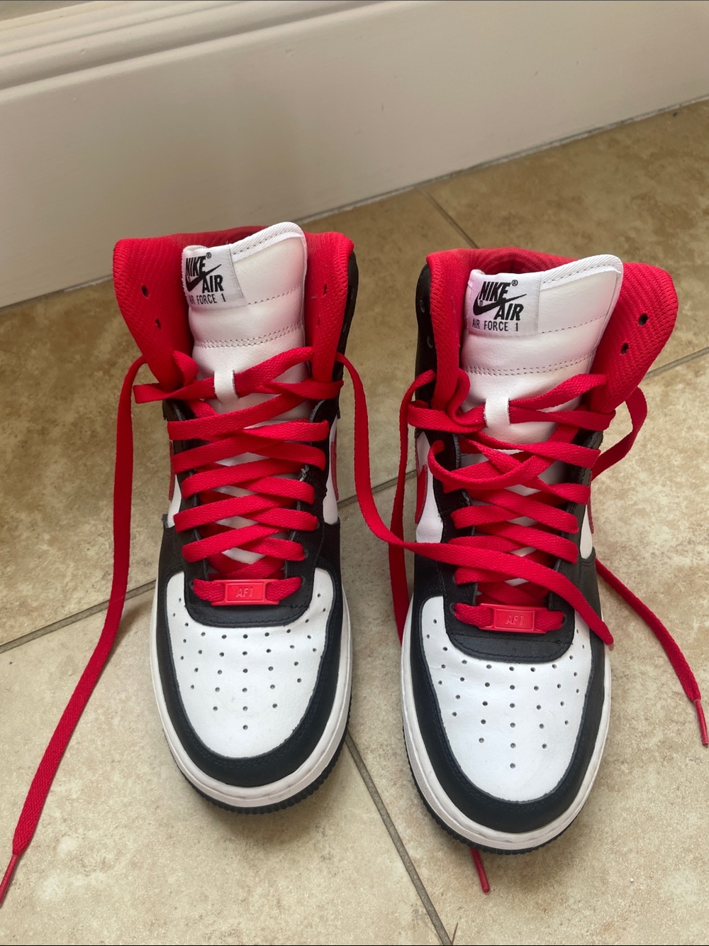 Nike Women’s High Top Sneakers - White, Black & Red
